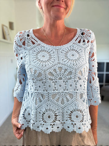 Powder Blue Crochet Top