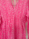 Neon Pink Small Leopard Cheesecloth Dress