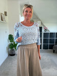 Mocha Washed Linen Wide Leg Trousers