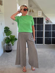 Dark Grey Washed Linen Wide Leg Trousers