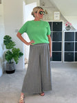 Dark Grey Washed Linen Wide Leg Trousers