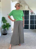 Dark Grey Washed Linen Wide Leg Trousers
