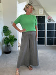 Dark Grey Washed Linen Wide Leg Trousers
