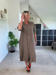Mocha Linen Pocket Shirt Dress