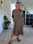 Mocha Linen Pocket Shirt Dress