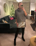 Silver Disc Sequin Mini Skirt