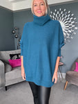 Teal Roll Neck Long Jumper