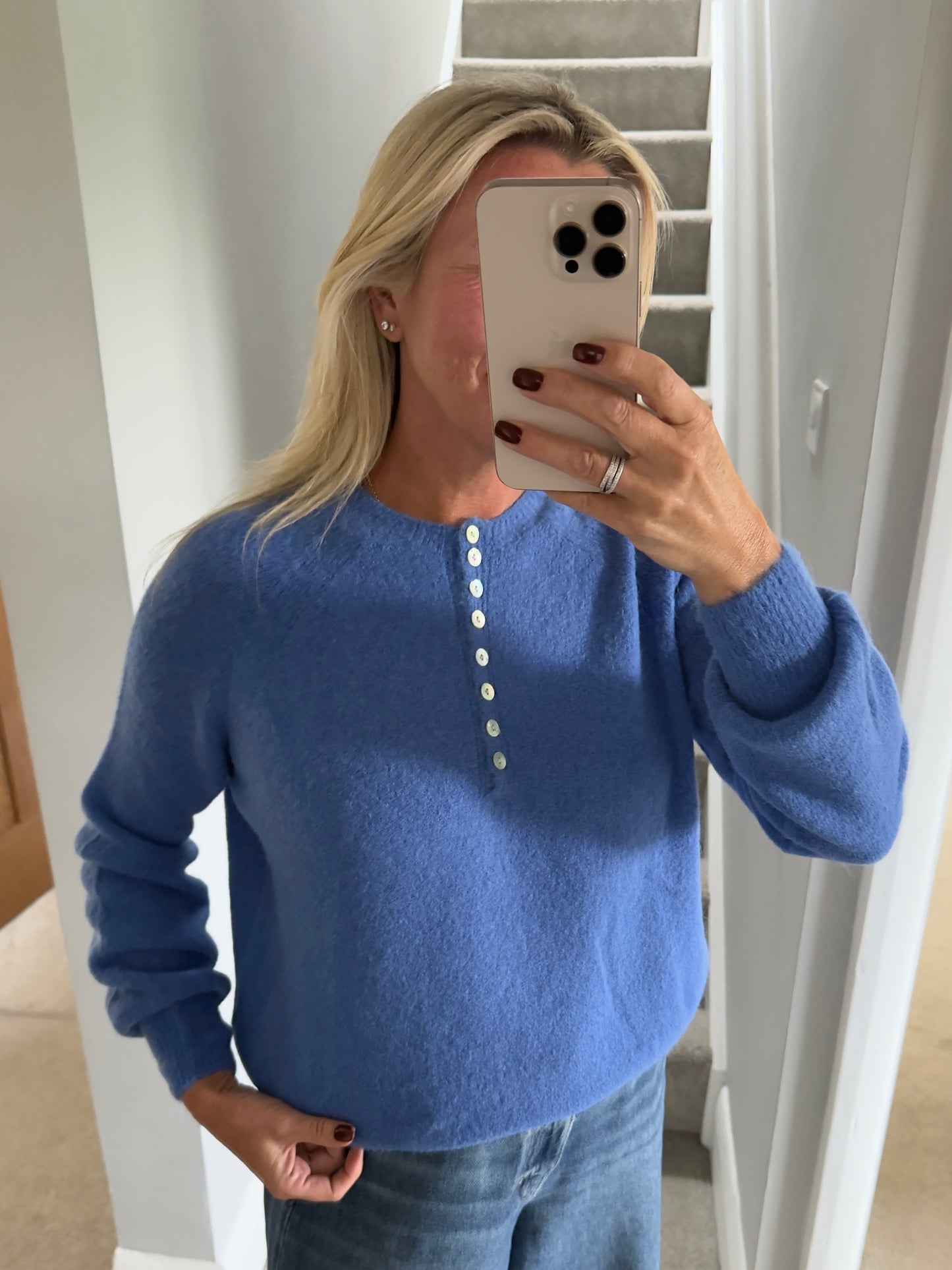 Khaki Alpaca Mix Button Jumper