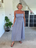 Blue Stripe Linen Look Dress & Jacket