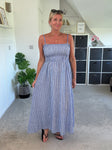 Blue Stripe Linen Look Dress & Jacket