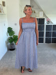 Blue Stripe Linen Look Dress & Jacket