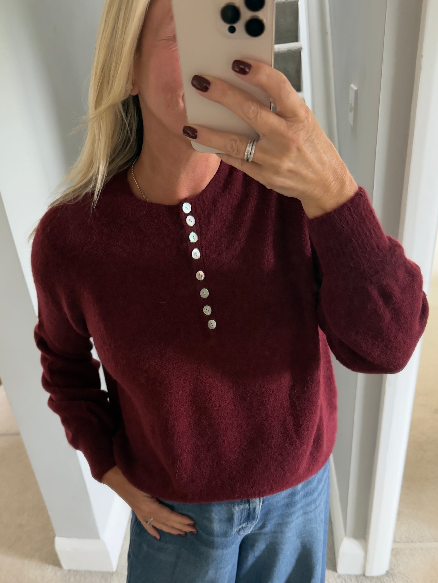 Khaki Alpaca Mix Button Jumper