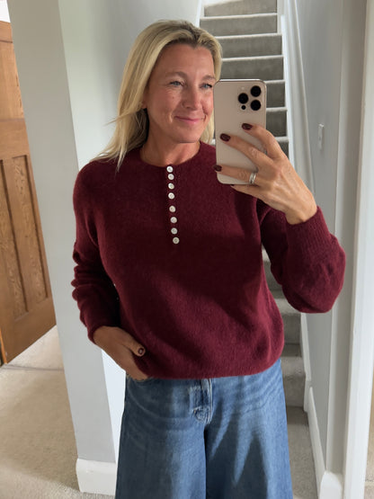 Khaki Alpaca Mix Button Jumper