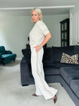 Cream/Mocha Double Stripe Wide Leg Trousers