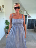 Pink Stripe Linen Look Dress & Jacket