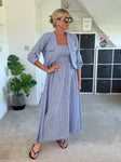 Blue Stripe Linen Look Dress & Jacket
