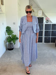 Pink Stripe Linen Look Dress & Jacket