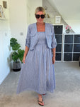 Blue Stripe Linen Look Dress & Jacket
