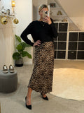 Leopard Print Satin Slip Skirt