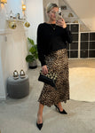 Leopard Print Satin Slip Skirt