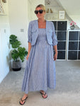 Blue Stripe Linen Look Dress & Jacket