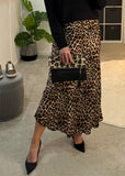 Leopard Print Satin Slip Skirt