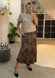 Leopard Print Satin Slip Skirt