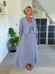 Blue Stripe Linen Look Dress & Jacket