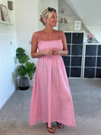 Pink Stripe Linen Look Dress & Jacket