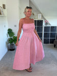 Pink Stripe Linen Look Dress & Jacket