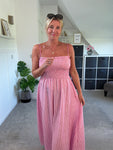 Pink Stripe Linen Look Dress & Jacket