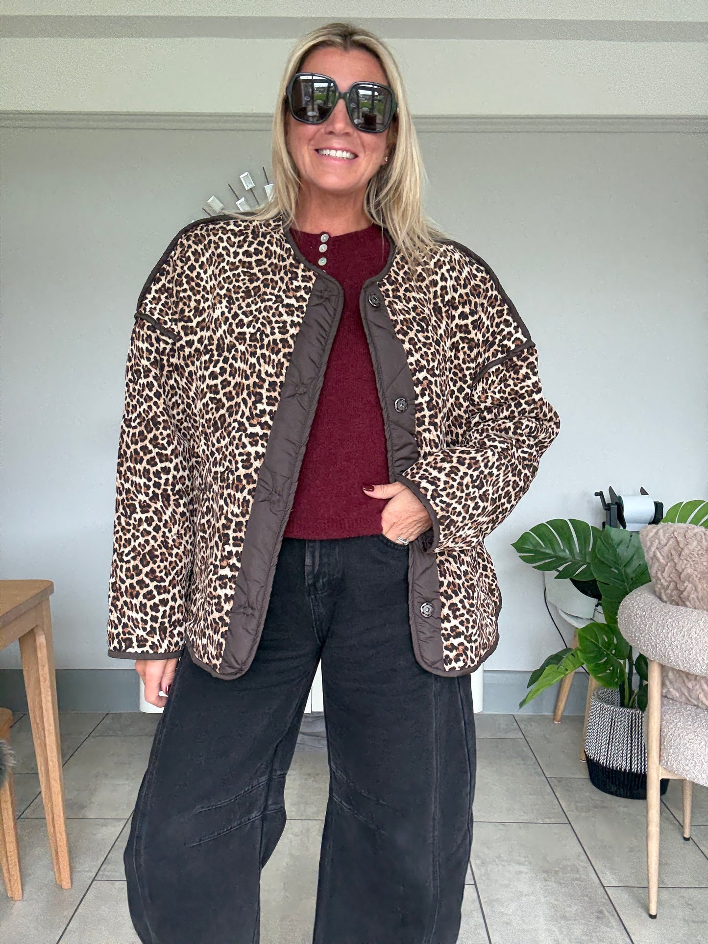 Brown Reversible Oversized Quilted Jacket