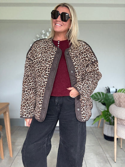 Brown Reversible Oversized Quilted Jacket