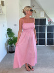 Pink Stripe Linen Look Dress & Jacket