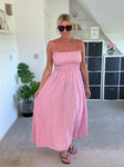 Pink Stripe Linen Look Dress & Jacket