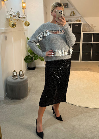 Grey/Silver Sequin Disc Jumper