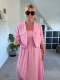 Pink Stripe Linen Look Dress & Jacket