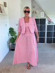 Pink Stripe Linen Look Dress & Jacket