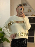 Cream/Gold Sequin Disc Jumper