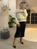 Cream/Gold Sequin Disc Jumper