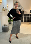 Gunmetal Luxe Sequin Pencil Skirt