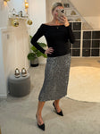 Gunmetal Luxe Sequin Pencil Skirt