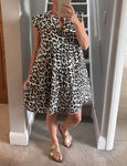 Neon Stripe Large Leopard Frill Sleeve Dress