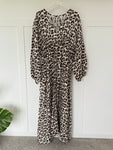 Cream/Mocha Leopard Cheesecloth Dress