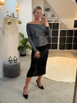 Black Luxe Sequin Pencil Skirt