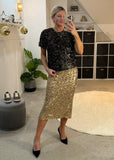 Gold Luxe Sequin Pencil Skirt