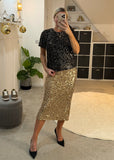 Lana Black/Gold Sequin Puff Sleeve Top