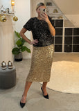 Lana Black/Gold Sequin Puff Sleeve Top