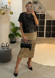 Gold Luxe Sequin Pencil Skirt