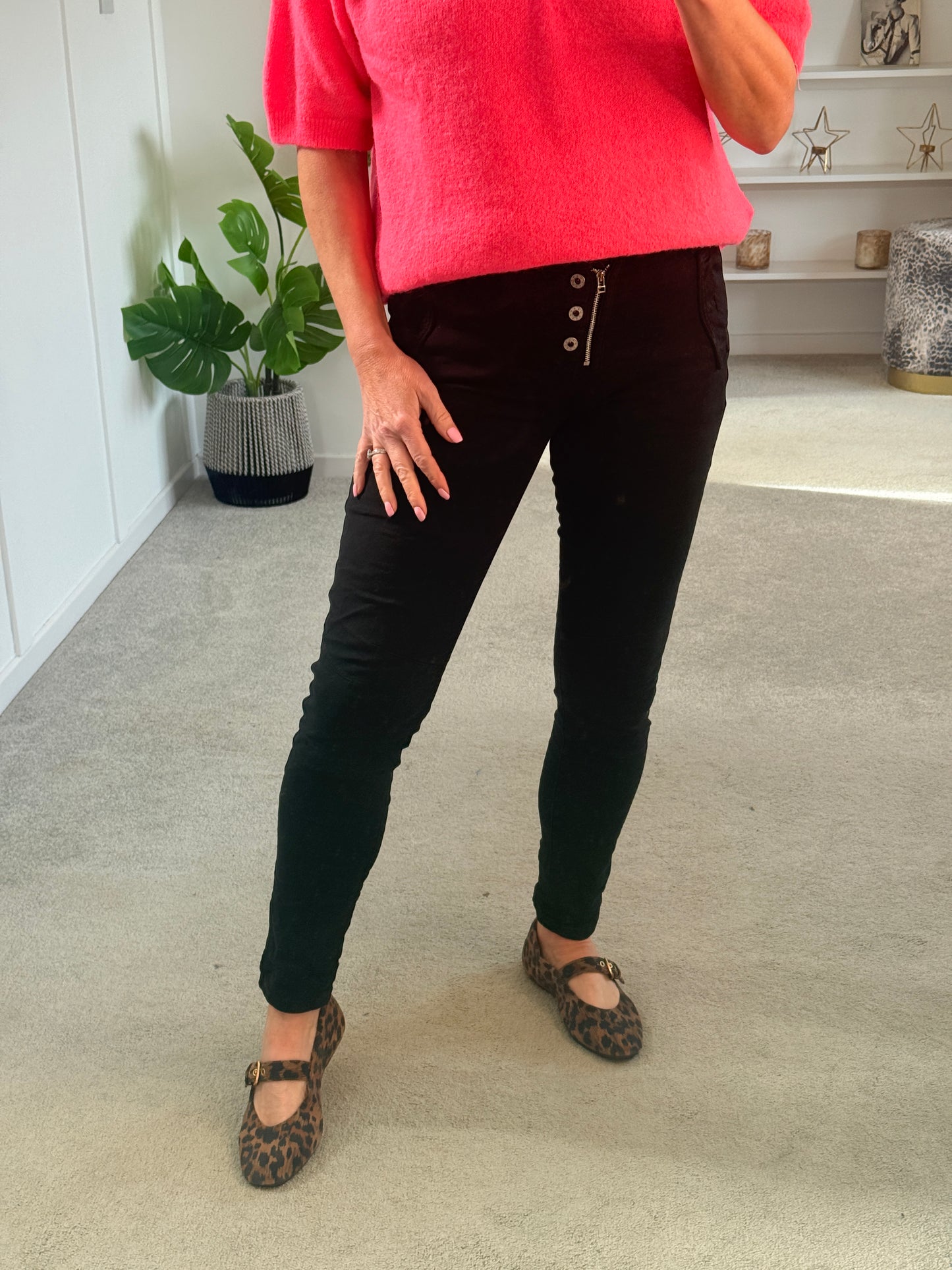 Melly & Co Black 4 Button Black Jeans